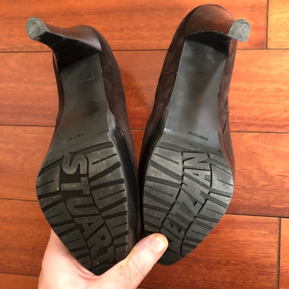 Stuart Weitzman Ankle Pumps 8.5 Dark Brown Suede - Picture 5 of 6